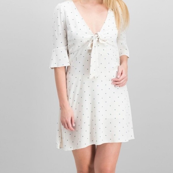 Free People women’s All Yours Polka Dot Mini front tie summer Dress size 6 - Picture 1 of 5